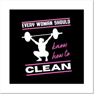 Woman Clean Fun Weightlifting Fitness Gym Posters and Art